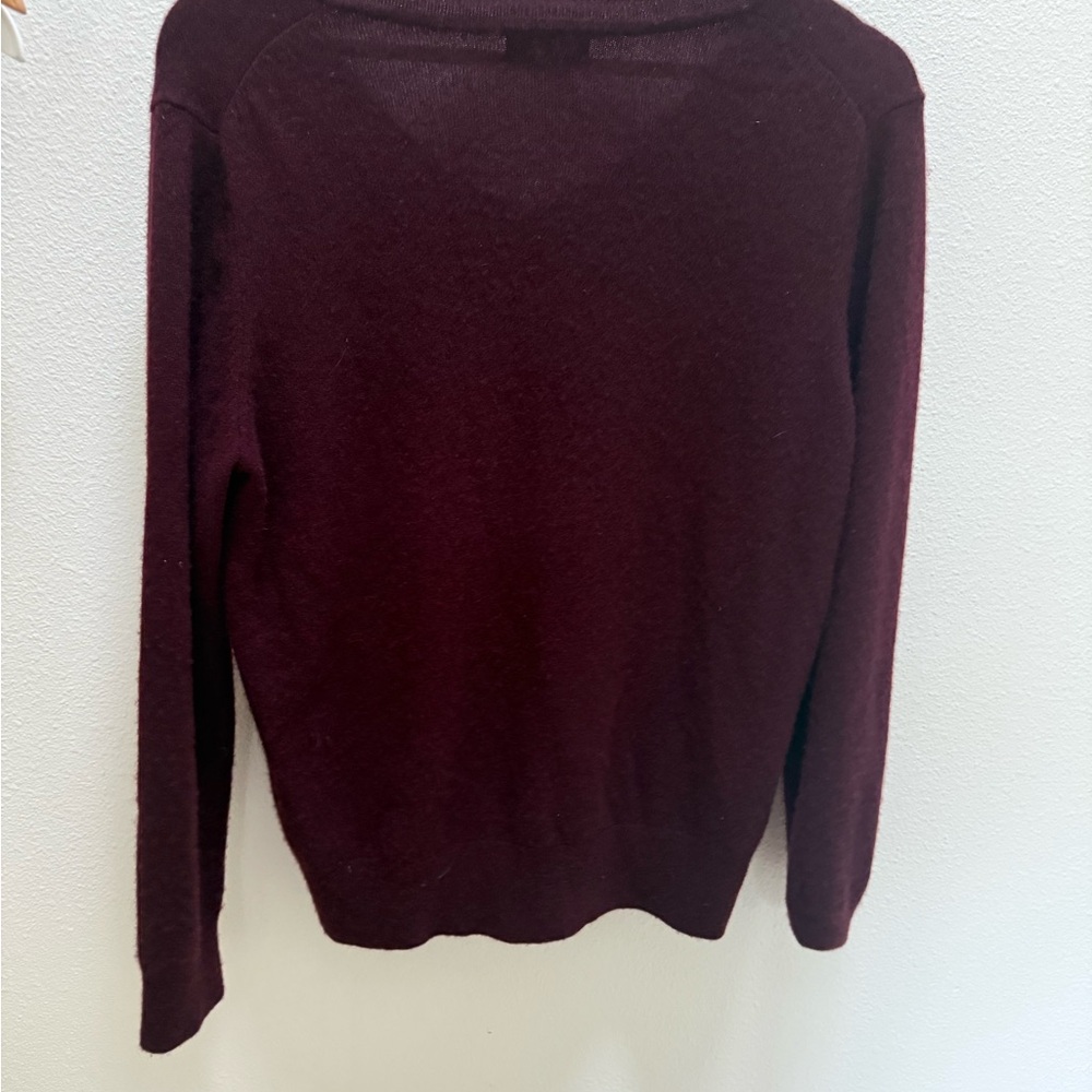 Quince  cashmere Women's V-Neck Sweater in Deep Plum - Picture 3 of 5